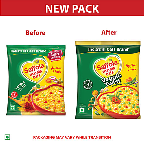 Saffola Masala Oats - Veggie Twist, 38 g  No Cholesterol, No Trans Fat
