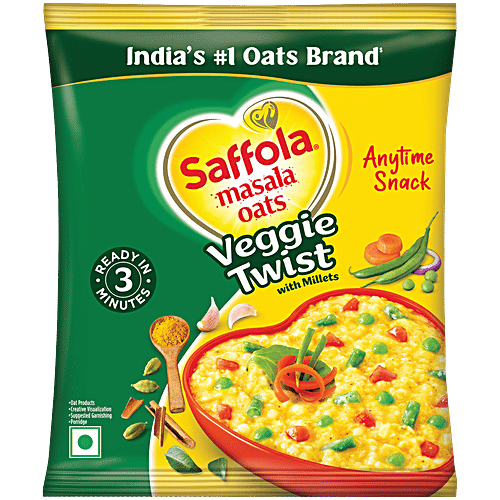 Saffola Masala Oats - Veggie Twist, 38 g  No Cholesterol, No Trans Fat