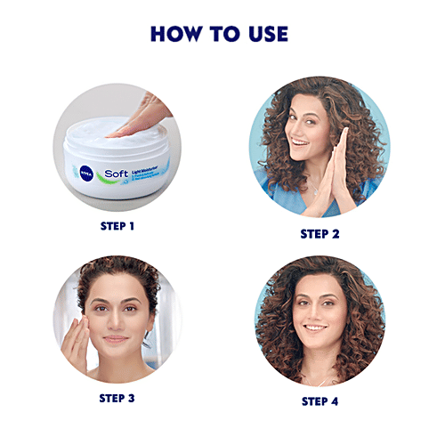 Nivea Soft Light Moisturiser For Face, Hand & Body - Non-Sticky Cream With Vitamin E & Jojoba Oil, 300 ml  