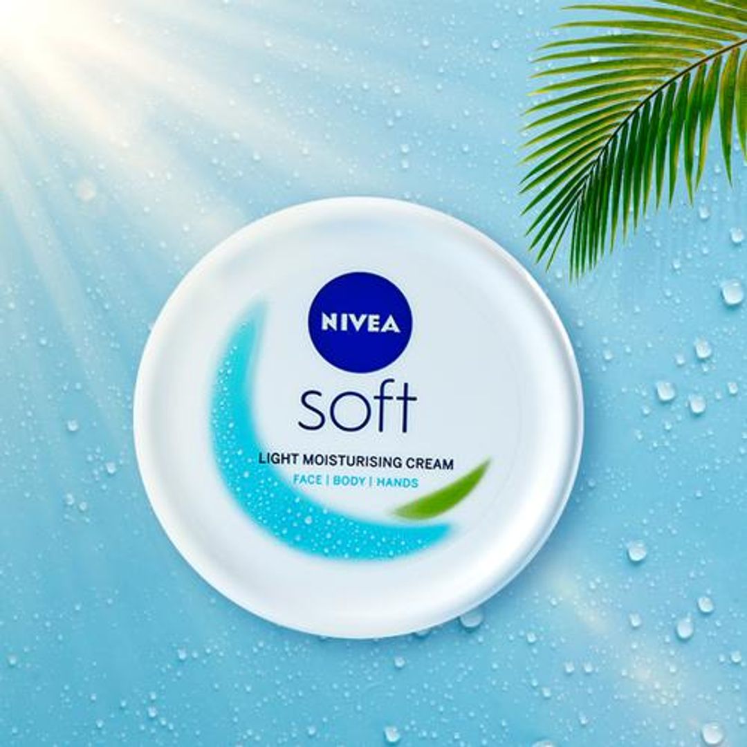 NIVEA Soft Light Moisturiser - With Vitamin E & Jojoba Oil, For Face, Hand & Body, Instant Hydration, Non-Greasy Cream, 300 ml 