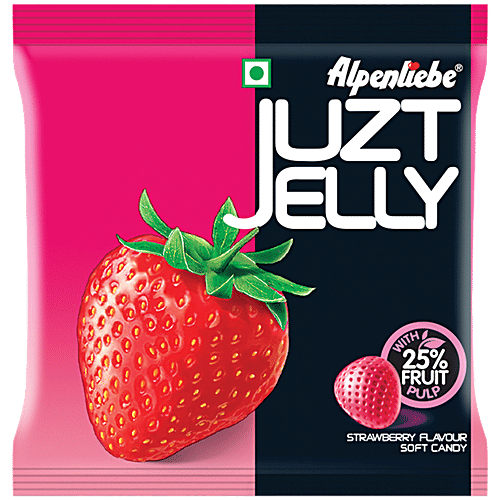 Alpenliebe Juzt Jelly Soft Candy - Strawberry Flavour, 70.3 g Pouch 