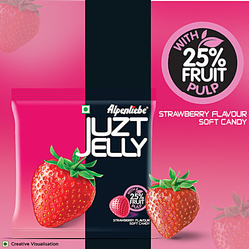 Alpenliebe Juzt Jelly Soft Candy - Strawberry Flavour, 70.3 g Pouch 