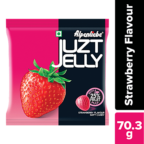 Alpenliebe Juzt Jelly Soft Candy - Strawberry Flavour, 70.3 g Pouch 