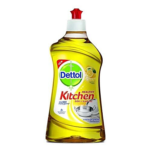 Dettol Healthy Kitchen Dish & Slab Gel - Lemon Fresh, 400 ml Kills 100X more Germs