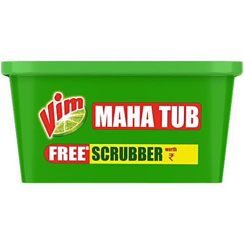 Vim Lemon Dishwash Bar, 500 g (Get 1 Scrubber Free) 