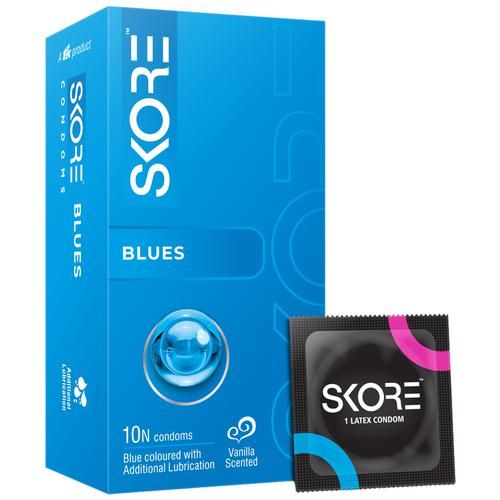 Skore Condoms - Blue Colored, 10s pack  Extra Lubrication