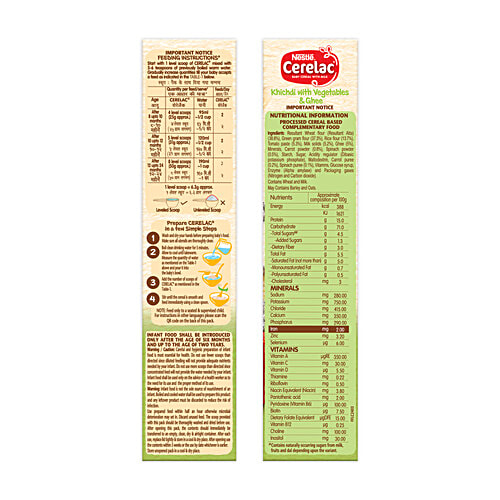Nestle Cerelac Khichdi With Vegetables & Ghee Baby Cereal With Milk For 8-24 Months, 300 g Source of Iron, Rich in Protein, 14 Nutrients Including Vitamins & Minerals