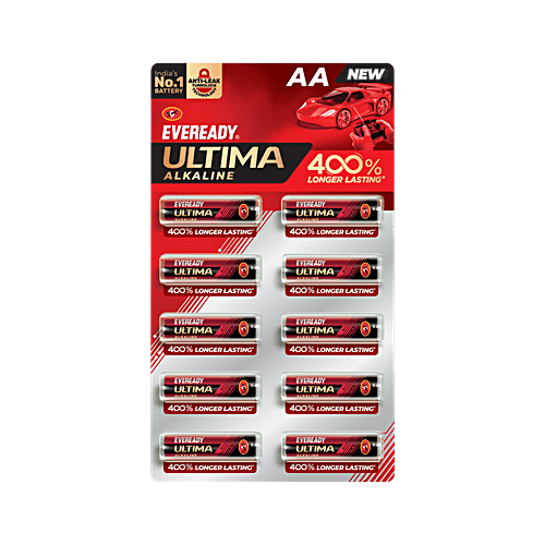 Eveready Ultima Alkaline AA Battery, 10 pcs  400% Longer Lasting