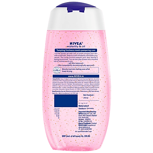 Nivea Waterlily & Oil Shower Gel Body Wash - Pampering Care With Refreshing Scent Of Waterlily Flower, 250 ml  
