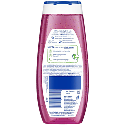 Nivea Waterlily & Oil Shower Gel - With Refreshing Scent, pH Balanced, Moisturising, 250 ml  