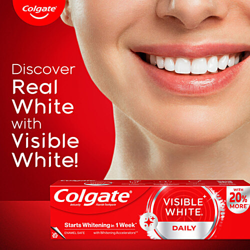 Colgate Visible White Toothpaste - Sparkling Mint, 50 g Teeth Whitening Starts in 1 Week, Safe on Enamel & Stain Removal