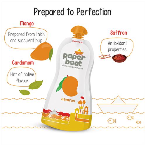 Paper Boat Aamras Mango Fruit Juice, 200 ml Pouch 