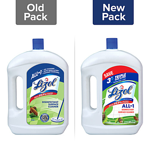 Lizol All In 1 Disinfectant Surface & Floor Cleaner - Pine, Kills 99.9% Germs, 2 L  Kills 99.9% Germs
