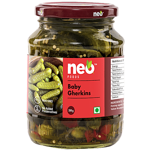 Neo Baby Gherkins, 350 g Bottle Nutritious & Healthy
 Non-GMO, No Added Preservatives
