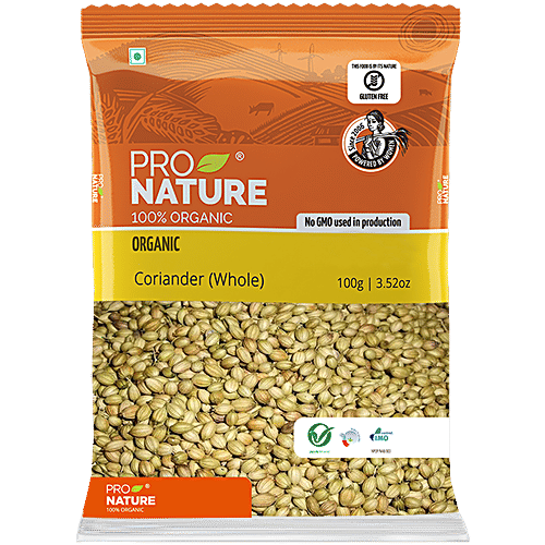 Pro Nature Organic Coriander (Whole), 100 g Pouch No GMO