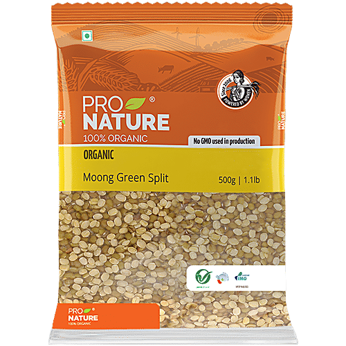Pro Nature Organic Moong - Green (Split), 500 g Pouch 