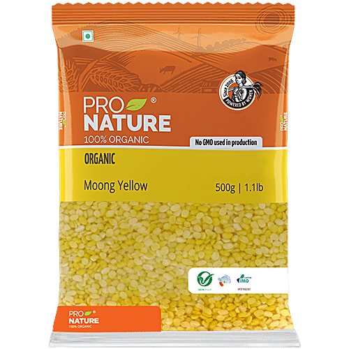 Pro Nature Organic Moong - Yellow, 500 g Pouch 