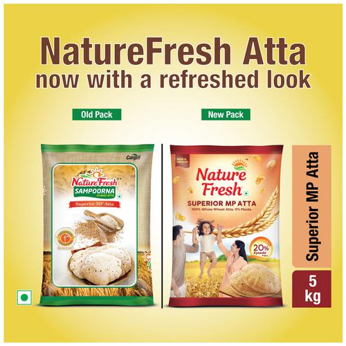 Nature Fresh Sampoorna Chakki Atta/Godihittu, 5 Kg Bag High Dietary Fibre, 0% Maida