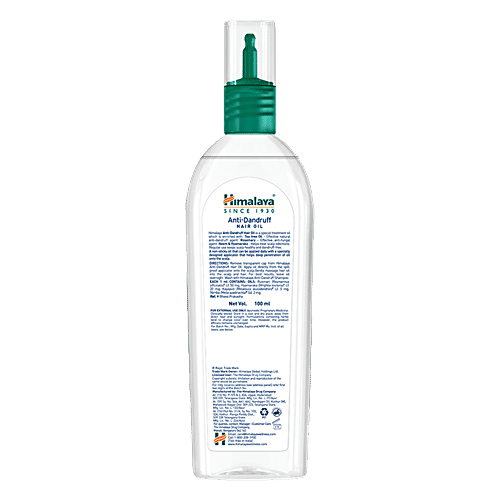Himalaya Anti-Dandruff Hair Oil - Controls Dandruff & Keep Scalp Healthy, With Tea Tree & Rosemary, 100% Herbal Actives, Non-Greasy, 100 ml 100% Herbal Actives, Non Greasy