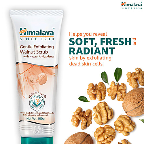 Himalaya Gentle Exfoliating Face Scrub - Walnut & Apple, Removes Dead Skin Cells, No Harmful Chemicals, 100% Herbal Actives, 100 g  No Harmful Chemicals, 100% Herbal Actives