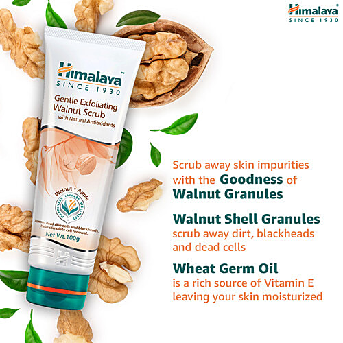Himalaya Gentle Exfoliating Face Scrub - Walnut & Apple, Removes Dead Skin Cells, No Harmful Chemicals, 100% Herbal Actives, 100 g  No Harmful Chemicals, 100% Herbal Actives