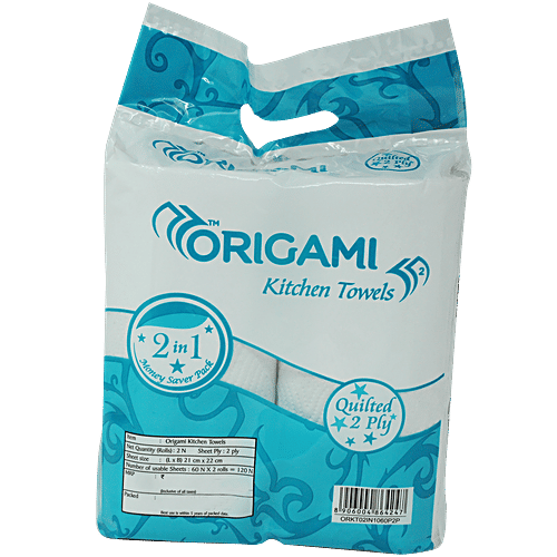 Buy Origami Kitchen Towel Rolls Printed 2 Ply 210Mm X 220Mm 2 X 60 Pcs Online at the Best Price