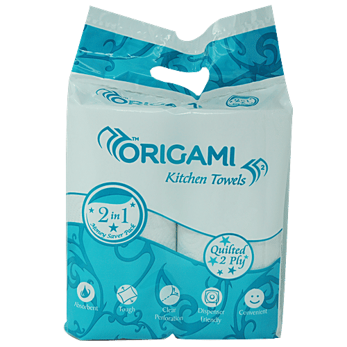 Buy Origami Kitchen Towel Rolls Printed 2 Ply 210Mm X 220Mm 2 X 60 Pcs Online at the Best Price