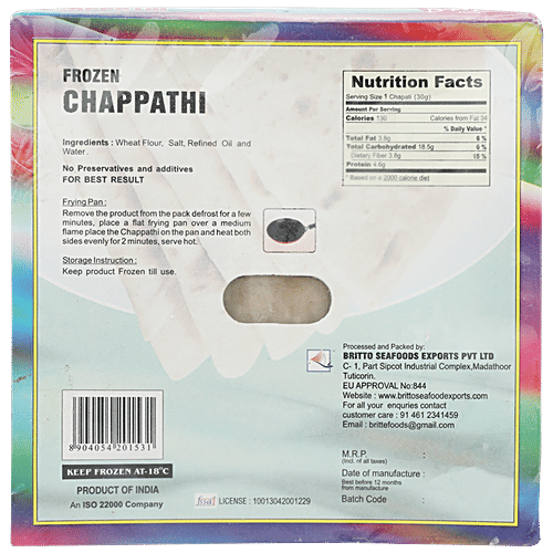 Britte  Ready to Eat - Frozen Chappathi (100% Veg), 10 pcs (300 gm)  