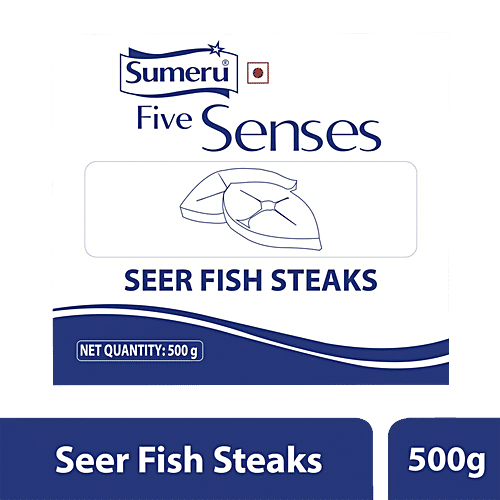 Sumeru Ocean Fresh - Seerfish Prime Steaks Individually Frozen, 500 g Pouch No Added Colours, No Added Flavours, No Added Preservatives