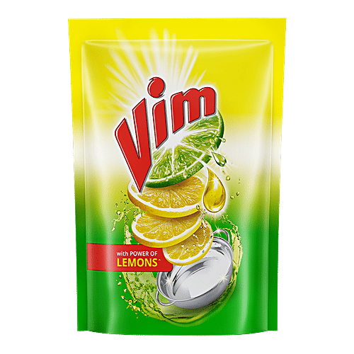 Vim Dishwash Liquid Gel - Lemon, 900 ml Refill Pouch 
