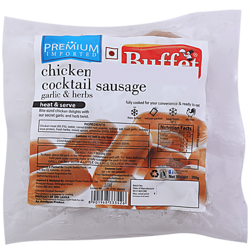 Buffet  Chicken Cocktail Sausage - Garlic & Herbs (Heat & Serve), 200 g Pouch 