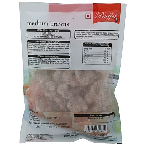 Buffet  Medium Prawns - Peeled & Deveined, 250 g Pouch 