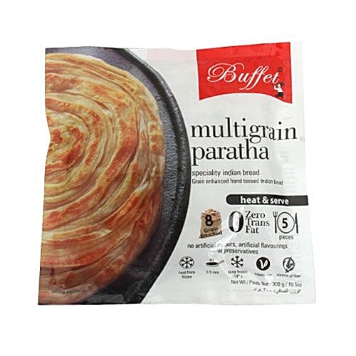 Buffet  Heat & Serve - Multigrain Paratha (8 Grain Enriched), 300 gm (5 pcs) Pouch 