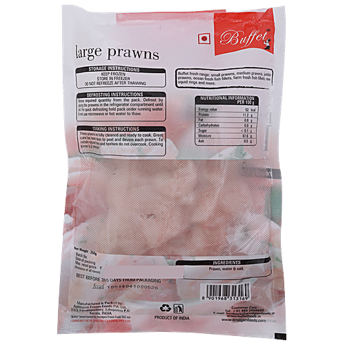 Buffet  Ready to Cook - Large Prawns (Peeled & Deveined), 250 g Pouch 