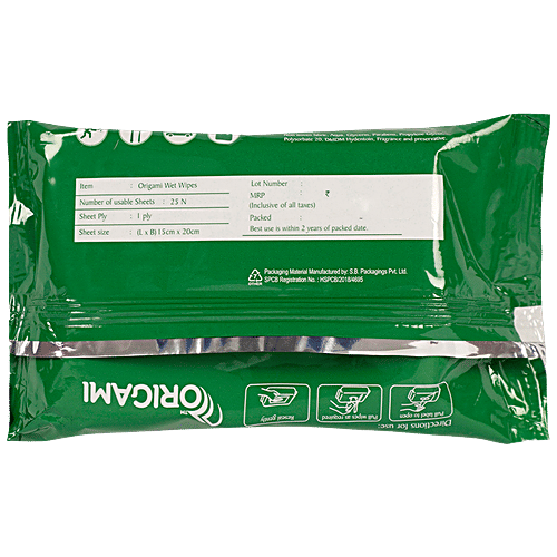 Origami Wet Wipes So Soft (Aloe Vera Fragrance), 25 pulls, 1 pc  Mildly perfumed
 Soft and absorbent