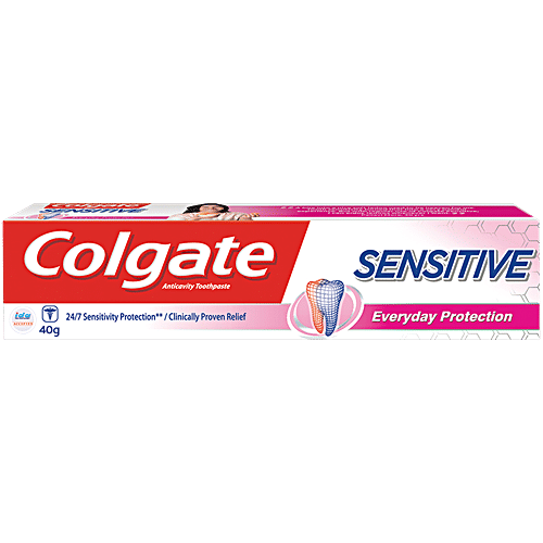 Colgate Sensitive Everyday Protection Anticavity Toothpaste, 40 g Clinically Proven Relief
