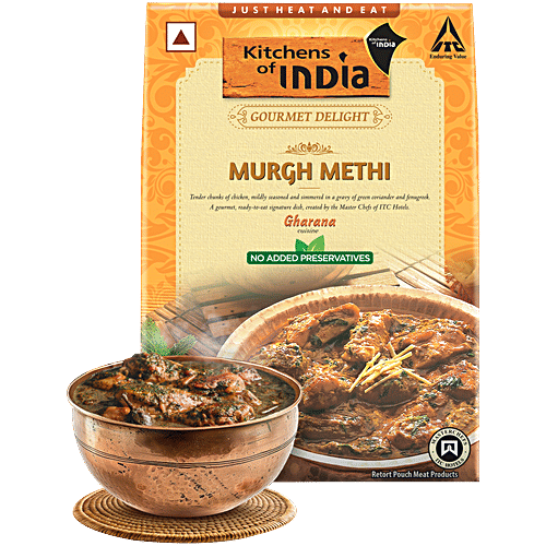 Kitchens Of India Murgh Methi - Just Heat & Eat, 285 g  Ready to Eat Indian Food, No Added Preservatives, Microwavable