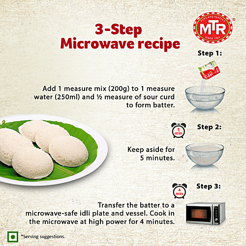 MTR Original Rice Idli Ready Mix, 200 g Pouch Goodness of Grains, No Added Preservatives