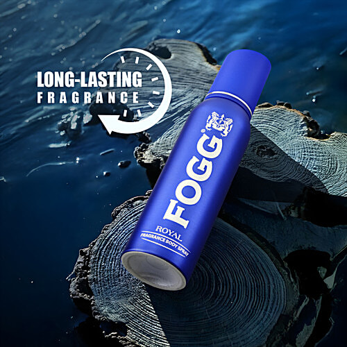 Fogg  Royal Perfume Body Spray For Men Blue - Long Lasting, No Gas, Everyday Deodorant, 150 ml  