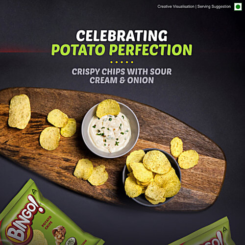 Bingo! Potato Chips - Cream & Onion Chips, Crispy & Crunchy, Pack For Snacks, 25 g Pouch 