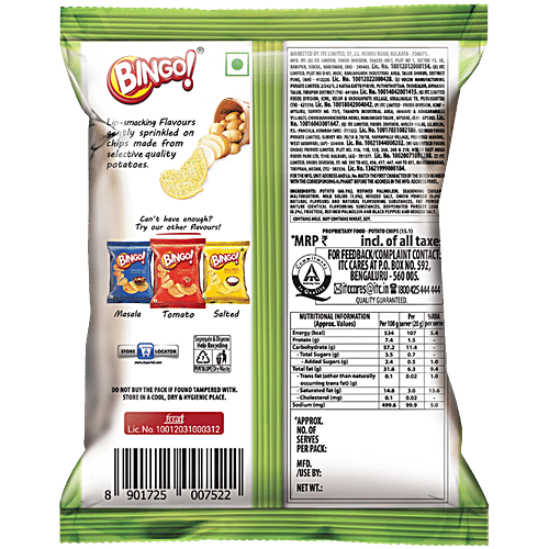 Bingo! Potato Chips - Cream & Onion Chips, Crispy & Crunchy, Pack For Snacks, 25 g Pouch 