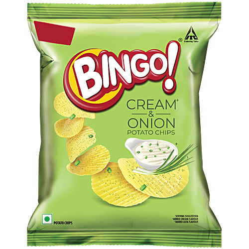 Bingo! Potato Chips - Cream & Onion Chips, Crispy & Crunchy, Pack For Snacks, 25 g Pouch 