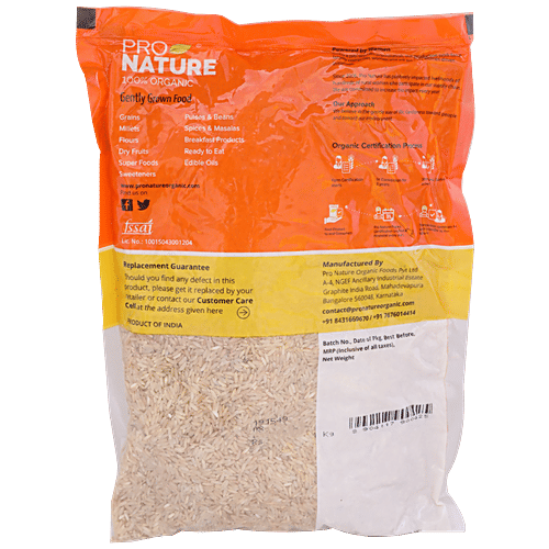 Pro Nature Organic Rice/Chawal - Sonamasoori, Semi Polished, 1 kg Pouch 