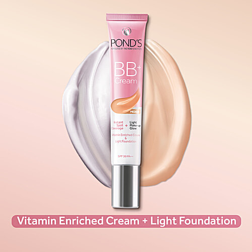 Ponds BB+ Cream Vitamin Enriched Cream & Light Foundation - SPF 30 PA++, 18 g Light 