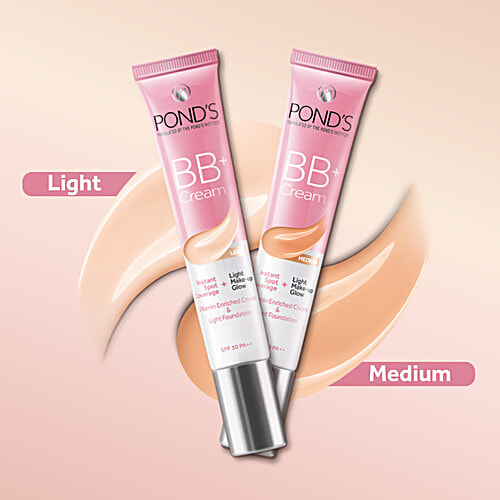 Ponds BB+ Cream Vitamin Enriched Cream & Light Foundation - SPF 30 PA++, 18 g Light 