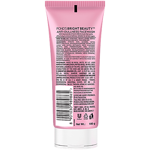 Ponds Bright Beauty Facewash with Niacinamide, For Glass Skin-like Shine, 100 g  