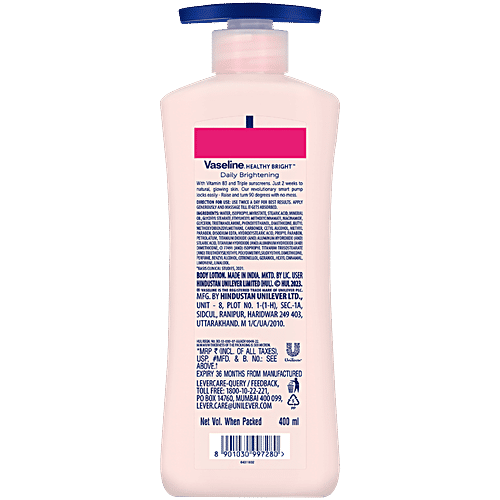 Vaseline Healthy Bright Daily Brightening Body Lotion, 400 ml  