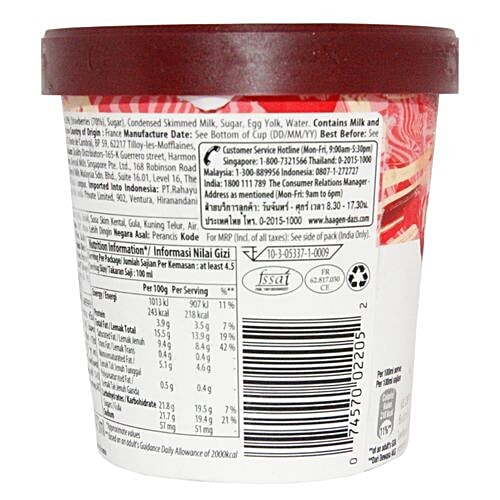 Haagen-Dazs Ice Cream - Strawberry, 473 ml  