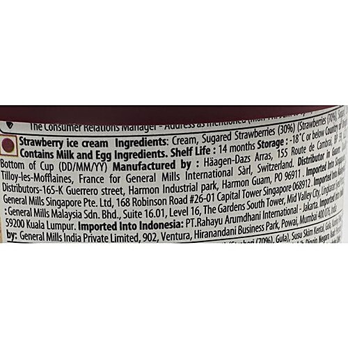 Haagen-Dazs Ice Cream - Strawberry, 100 ml  Creamy Delight
 Real Fruit Pieces