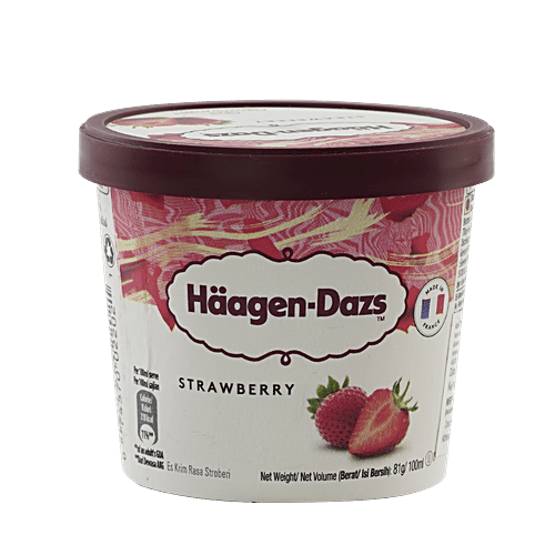 Haagen-Dazs Ice Cream - Strawberry, 100 ml  Creamy Delight
 Real Fruit Pieces